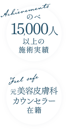 のべ15000人以上の施術実績、元美容皮膚科カウンセラー在籍